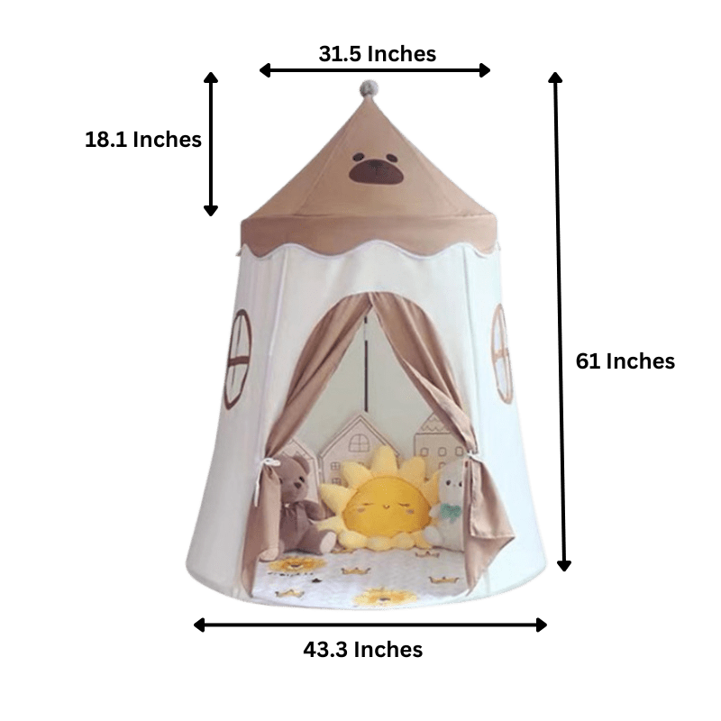 Play Tent with Bear Design and Curtains