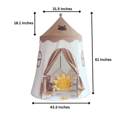 Play Tent with Bear Design and Curtains