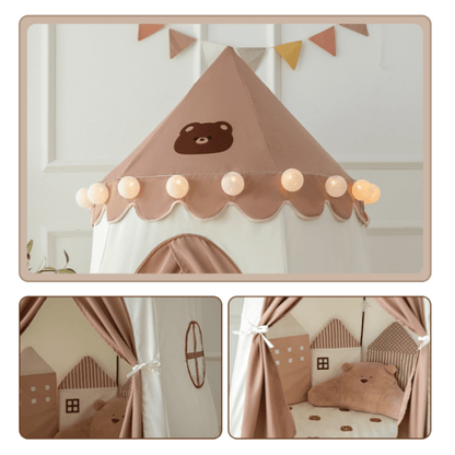 Play Tent with Bear Design and Curtains