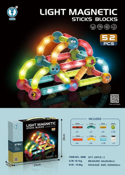 Light Magnetic Sticks Blocks Set