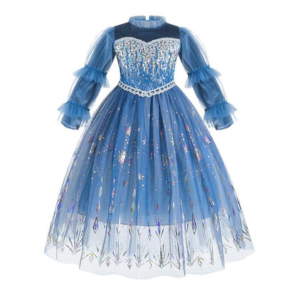 Winter Princess Elsa Long Sleeve Dress