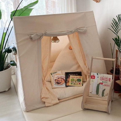 Wooden Frame Kids Play Tent with Mat and Lights