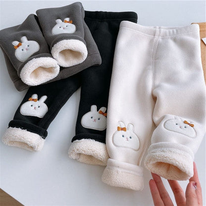 Bunny Warm Fleece Kids Winter Leggings