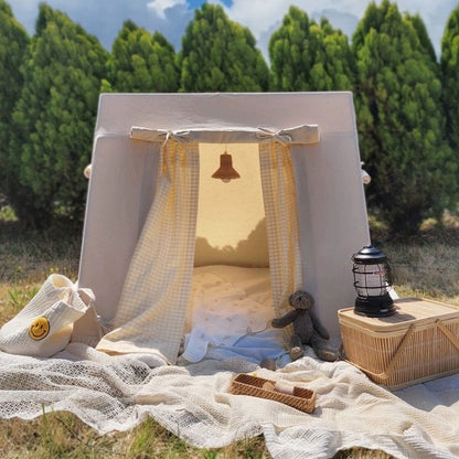 Wooden Frame Kids Play Tent with Mat and Lights