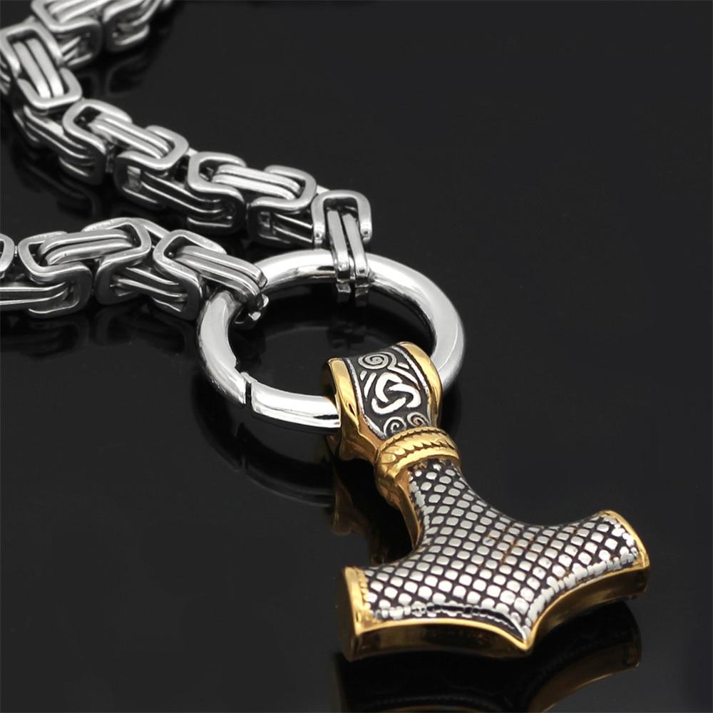 Viking-Inspired Double Wolf & Mjolnir Necklace/Bracelet