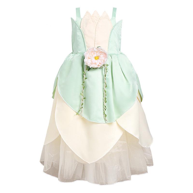 Tiana Frog Princess Dress with Detachable Flower