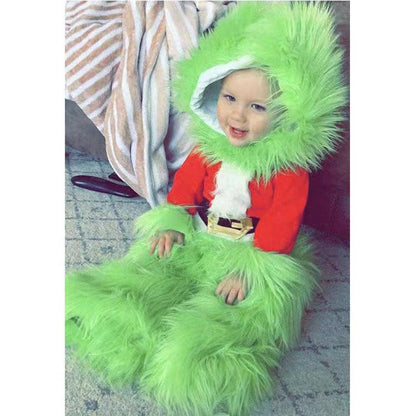 Baby Grinch Costume Onesie with Hood and Belt