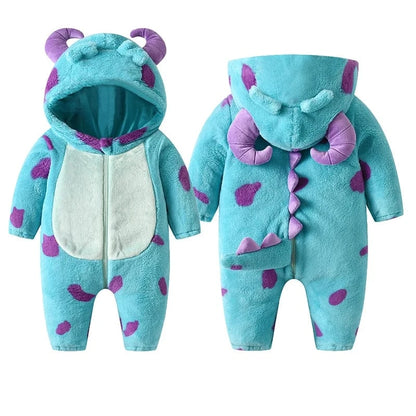 Cozy Cartoon Animal Fleece Jumpsuit for Toddlers