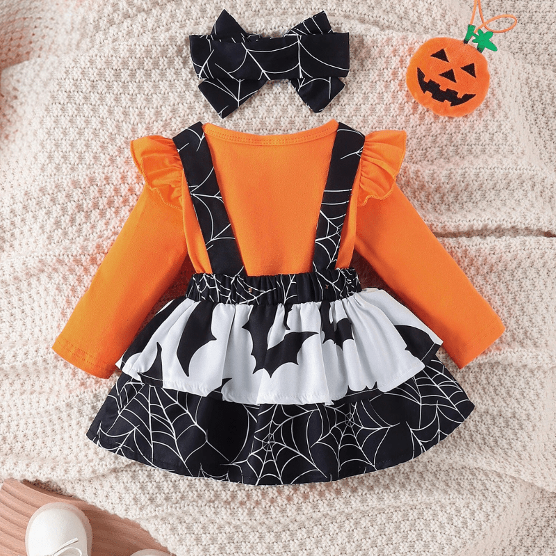 Baby Halloween Costume Sets Bodysuit Pumpkin Bat Ghost Witch Suspender Dress