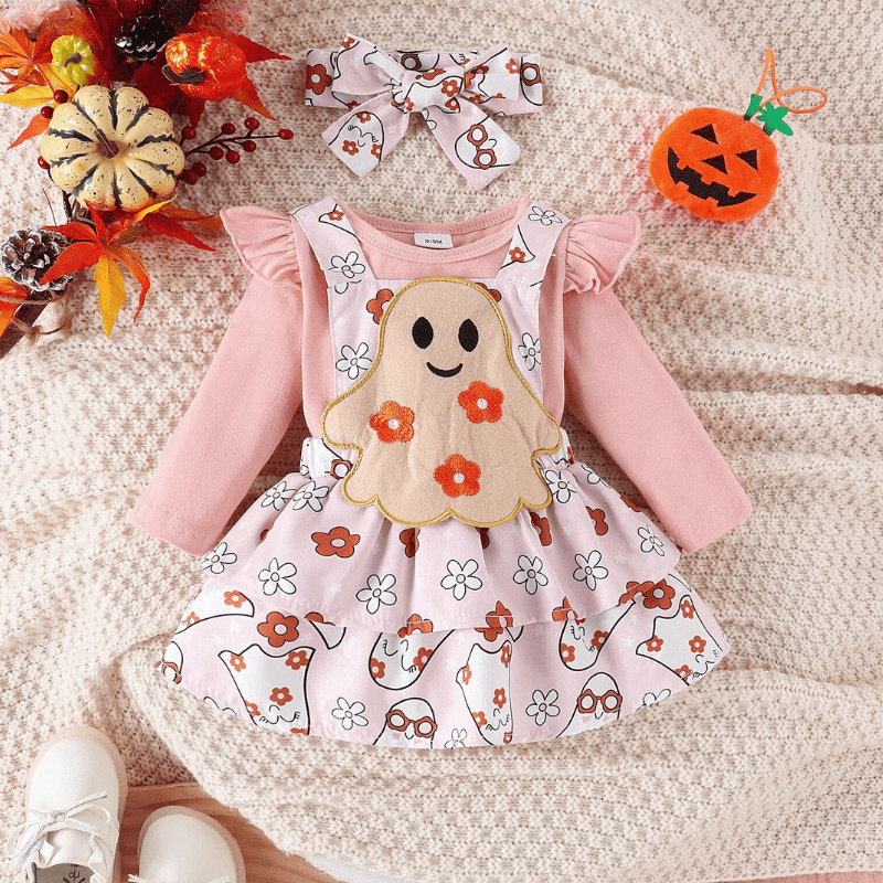 Baby Halloween Costume Sets Bodysuit Pumpkin Bat Ghost Witch Suspender Dress