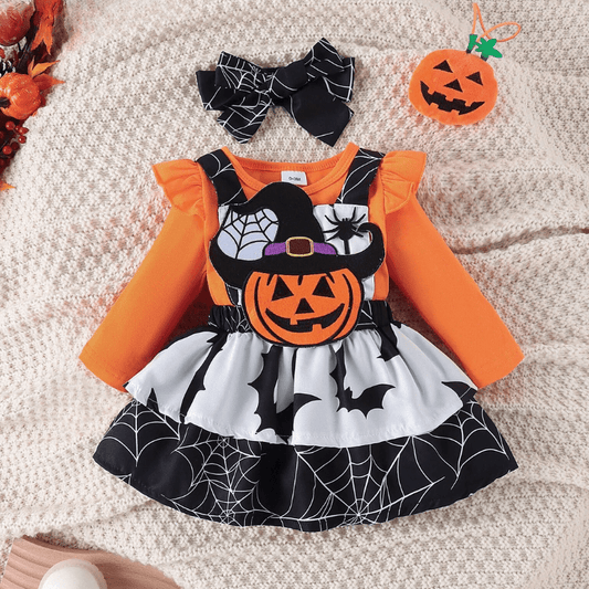 Baby Halloween Costume Sets Bodysuit Pumpkin Bat Ghost Witch Suspender Dress