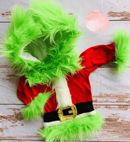 Baby Grinch Costume Onesie with Hood and Belt