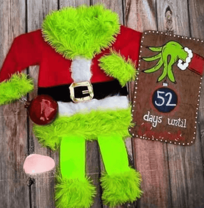 Baby Grinch Costume Onesie with Hood and Belt