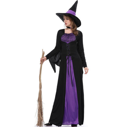 Witch Costume Classic Black and Purple Witch Gown