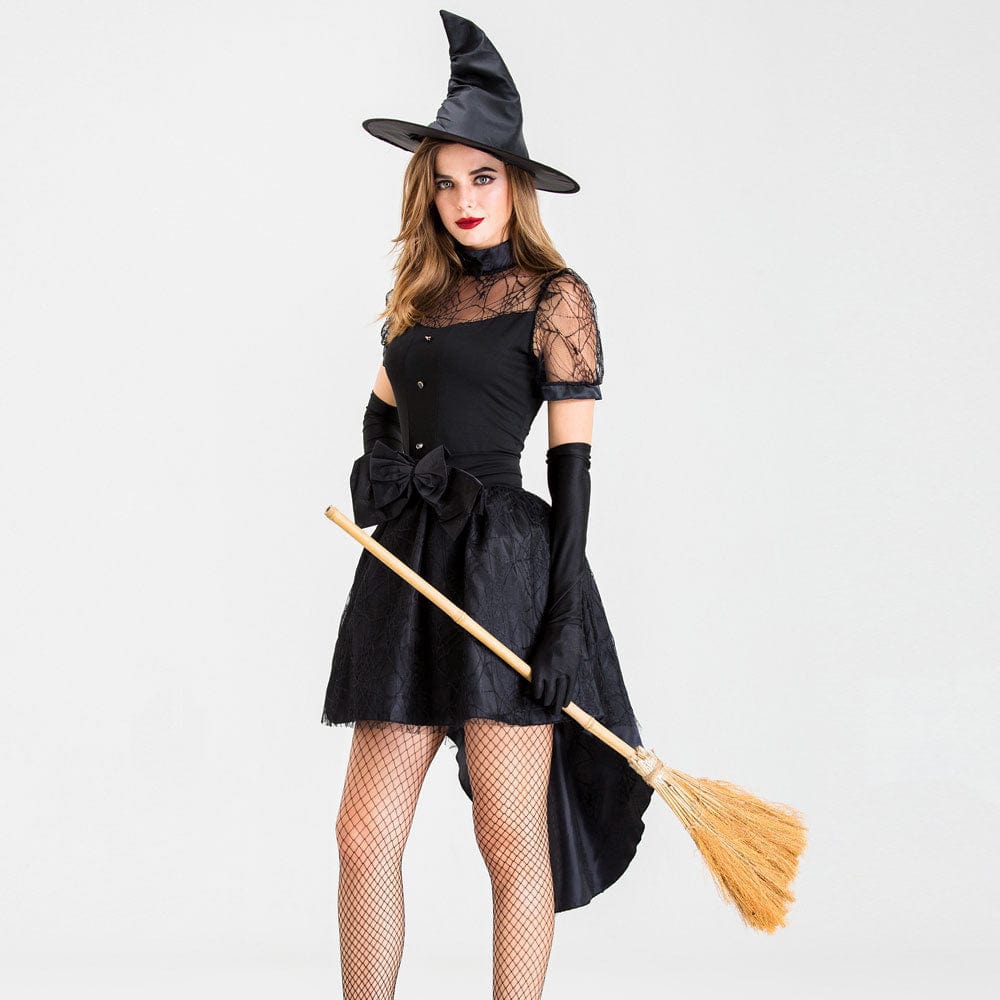 Witch Costume Elegant Black Lace Dress