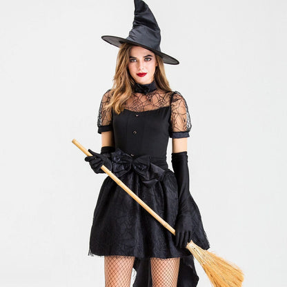 Witch Costume Elegant Black Lace Dress