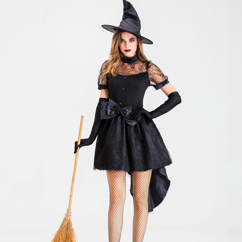 Witch Costume Elegant Black Lace Dress