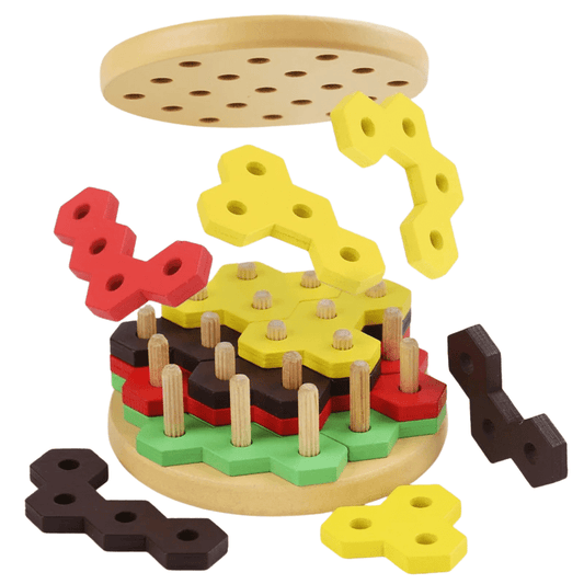 Wooden Toy Hamburger Stacking Game