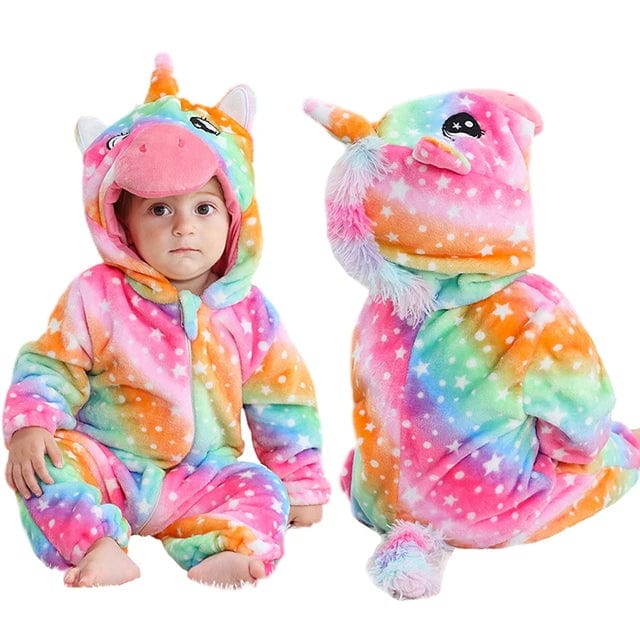 Flannel Hooded Animal Baby Snowsuit