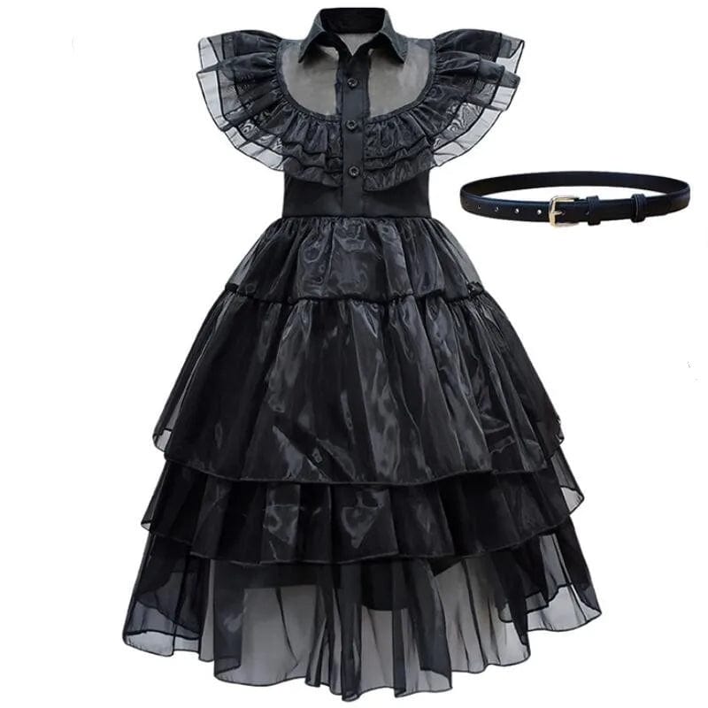 Wednesday Addams Costume Kids Gothic Wind Dress