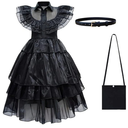 Wednesday Addams Costume Kids Gothic Wind Dress