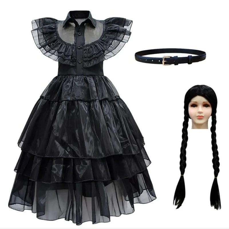 Wednesday Addams Costume Kids Gothic Wind Dress