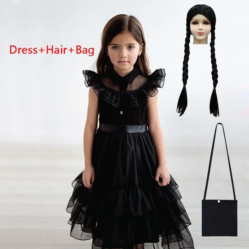 Wednesday Addams Costume Kids Fancy Gothic Costume