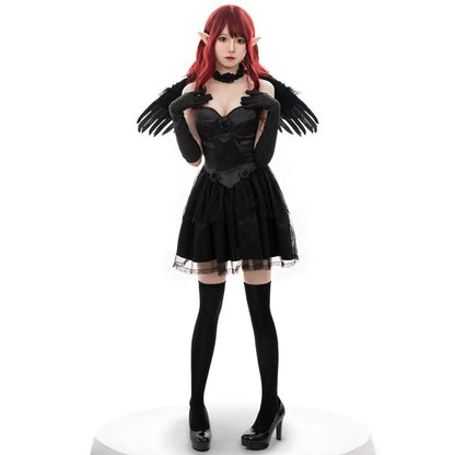 Angel Costume Carnival Dark and White Fallen Dress