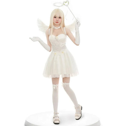 Angel Costume Carnival Dark and White Fallen Dress