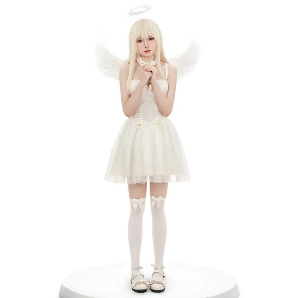 Angel Costume Carnival Dark and White Fallen Dress