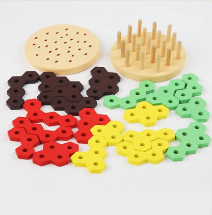 Wooden Toy Hamburger Stacking Game