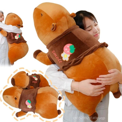 Giant Cozy Capybara Plush Pillow with Hoodie