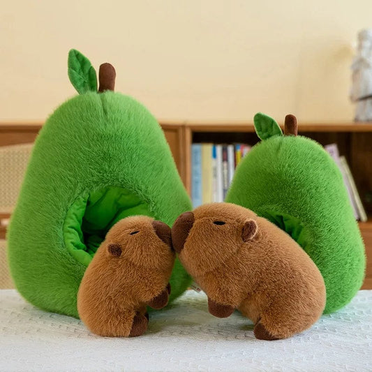 Avocado Capybara Plush Pillow