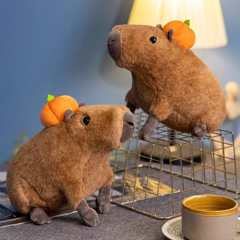 Capybara Plush Toy with Pumpkin