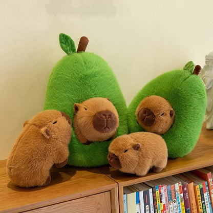 Avocado Capybara Plush Pillow