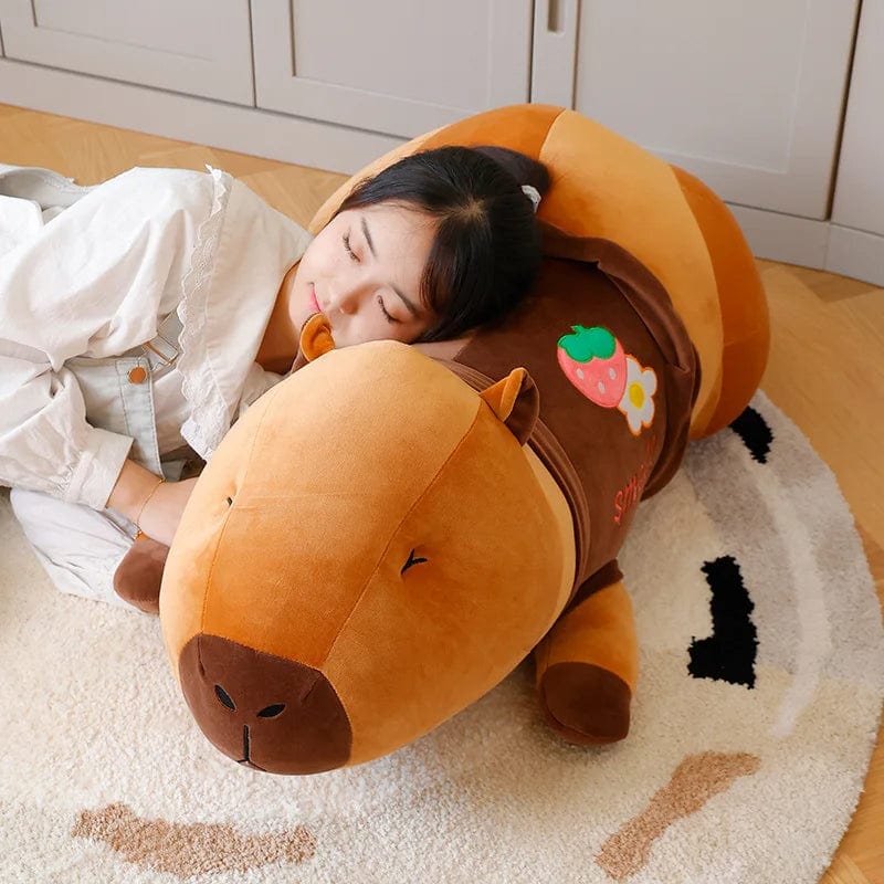 Giant Cozy Capybara Plush Pillow with Hoodie