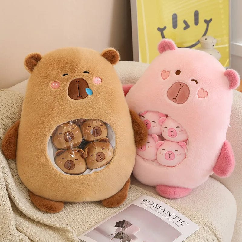 Capybara Plush Pouch with Mini Plushies