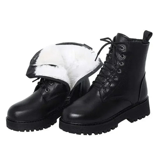 Snow Boots Women High-Heeled Leather