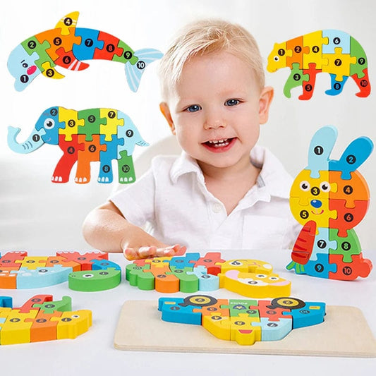 Wooden Toy Animal Puzzle Blocks