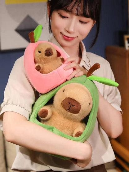 Capybara Plush Toy with Fruit Hut