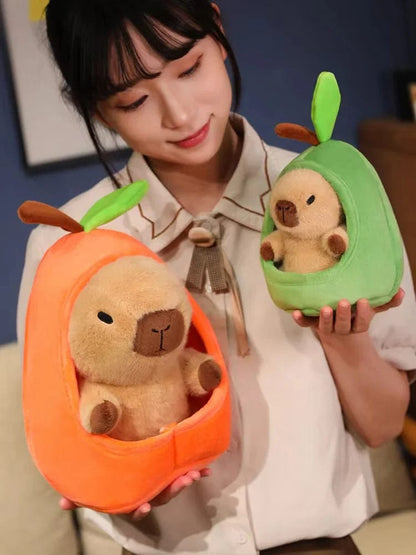 Capybara Plush Toy with Fruit Hut