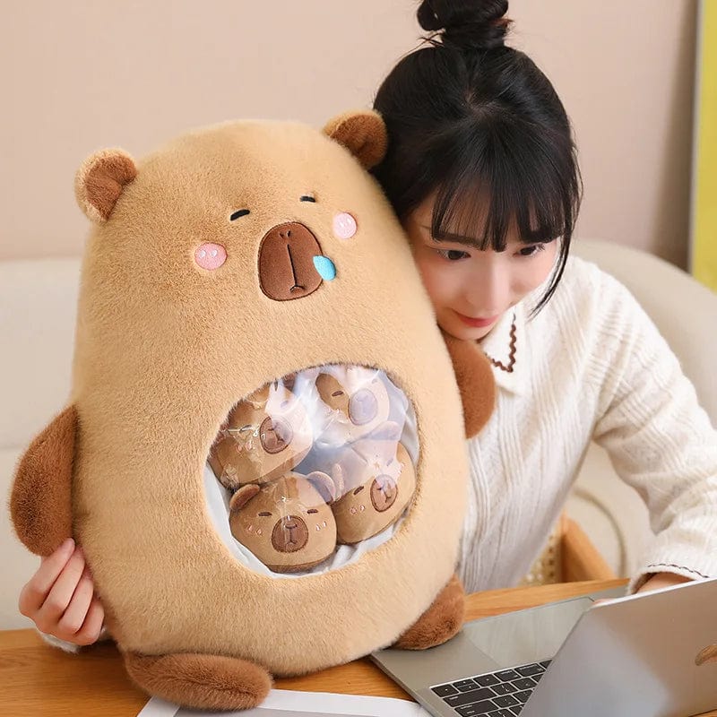 Capybara Plush Pouch with Mini Plushies