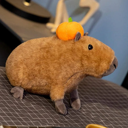 Capybara Plush Toy with Pumpkin