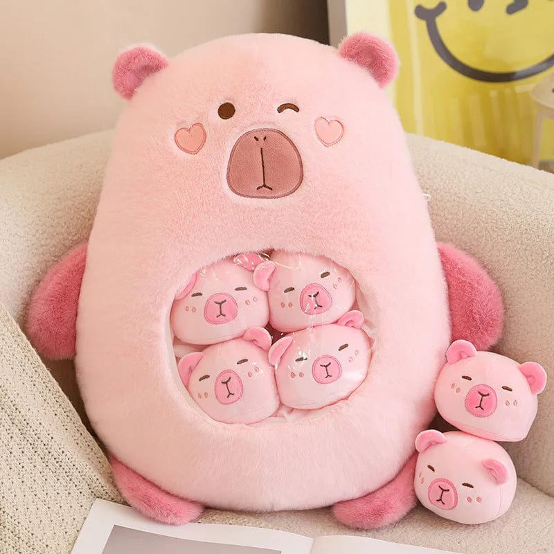 Capybara Plush Pouch with Mini Plushies