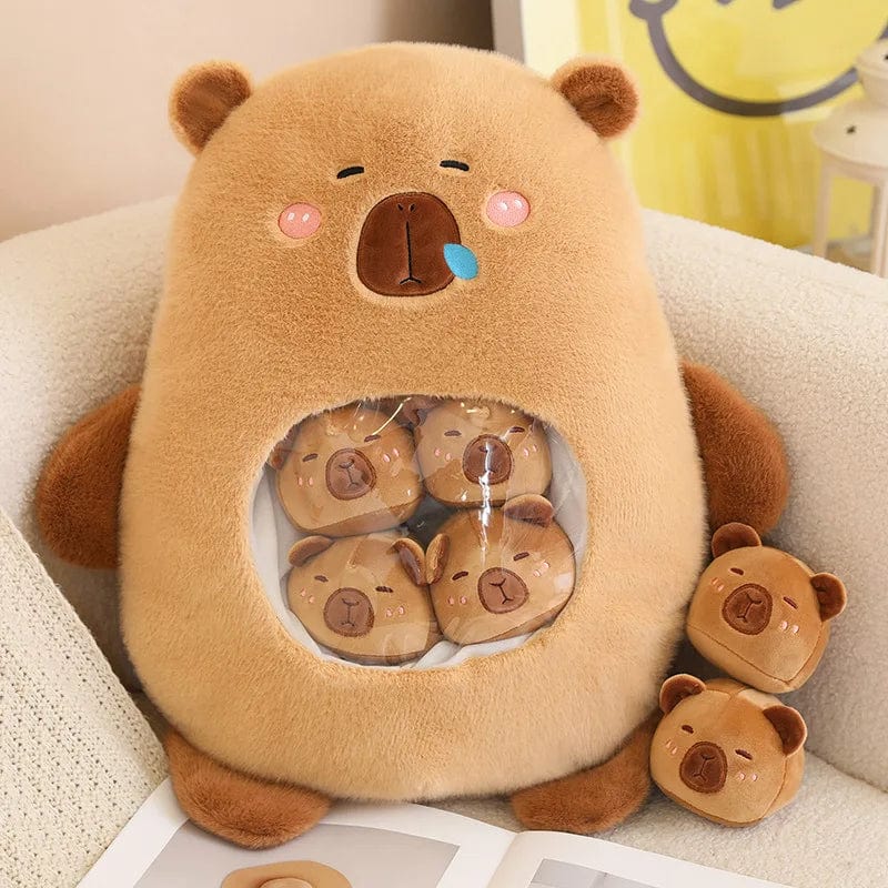 Capybara Plush Pouch with Mini Plushies