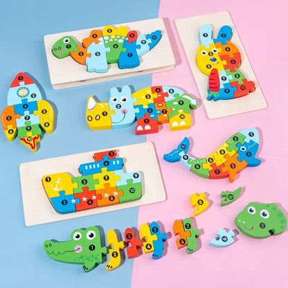 Wooden Toy Animal Puzzle Blocks