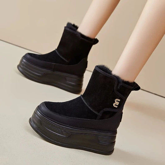 Snow Boots Women Suede Platform Wedge