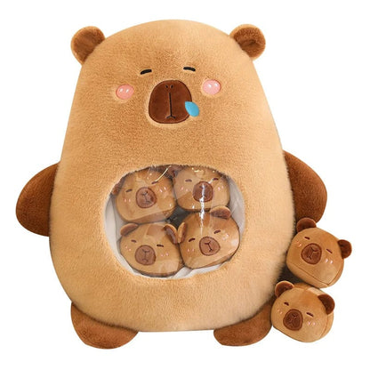 Capybara Plush Pouch with Mini Plushies