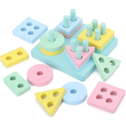 Shape Stacker - Montessori Wooden Blocks Toy