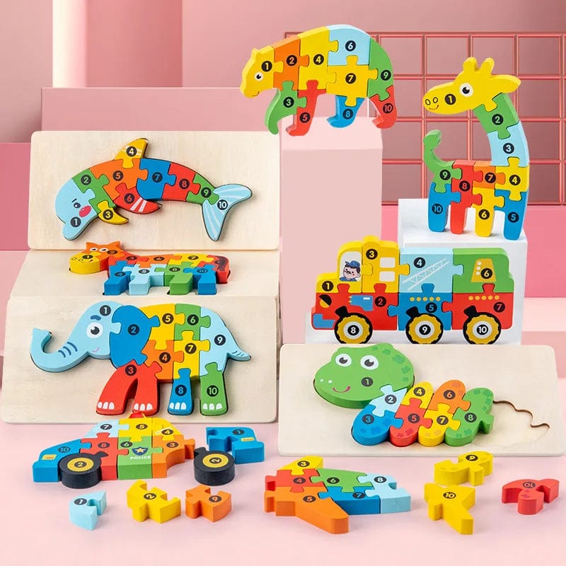 Wooden Toy Animal Puzzle Blocks